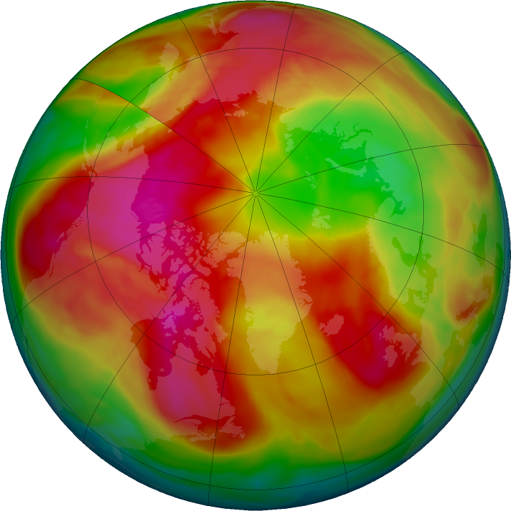 Arctic ozone map for 01 March 2024